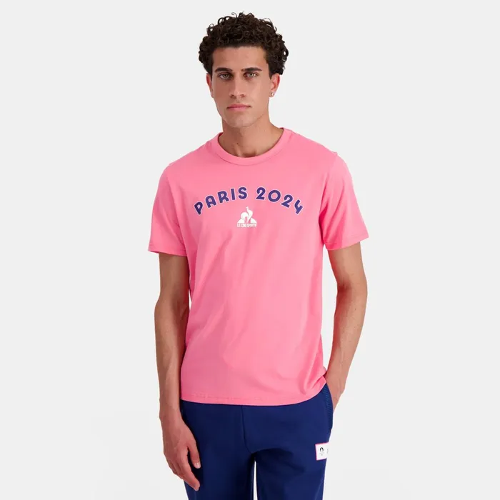 Le Coq Sportif Paris 2024 TShirt Pink Carnation Men Tshirts And Tops