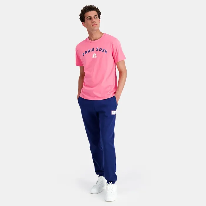 Le Coq Sportif Paris 2024 TShirt Pink Carnation Men Tshirts And Tops