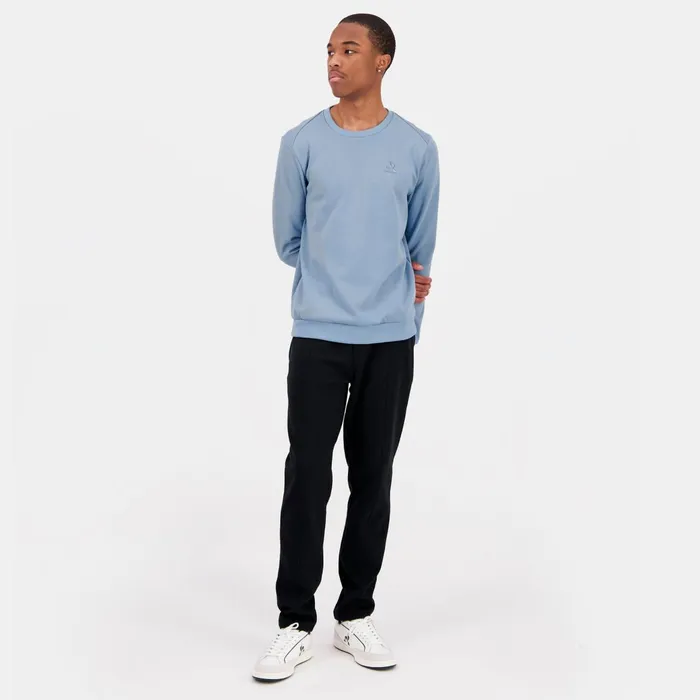 Le Coq Sportif Ton Sur Ton RoundNeck Sweatshirtshirt Faded Denim Men Sweatshirts