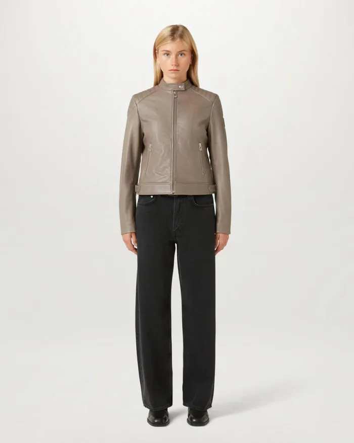 Leather Jackets Women Belstaff Mollison Jacket Driftwood