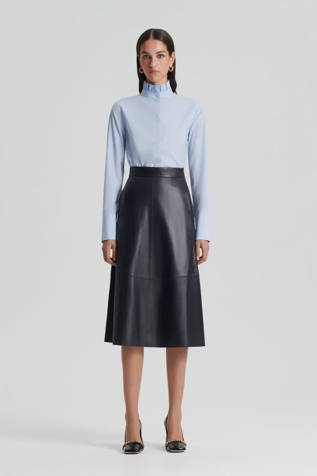 LEATHER LONG SKIRT CHARCOAL Women Skirts Scanlan Theodore