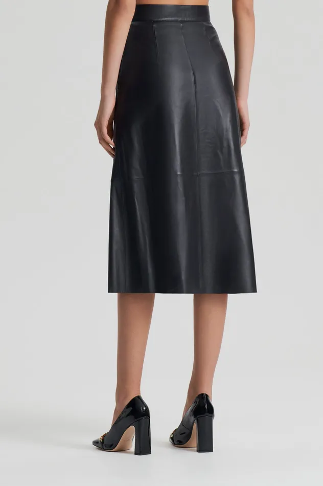 LEATHER LONG SKIRT CHARCOAL Women Skirts Scanlan Theodore
