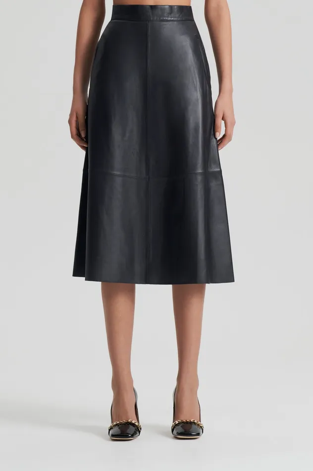 LEATHER LONG SKIRT CHARCOAL Women Skirts Scanlan Theodore