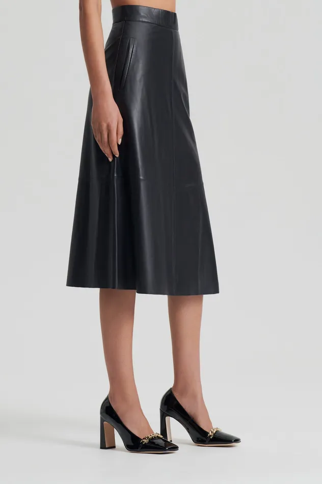 LEATHER LONG SKIRT CHARCOAL Women Skirts Scanlan Theodore