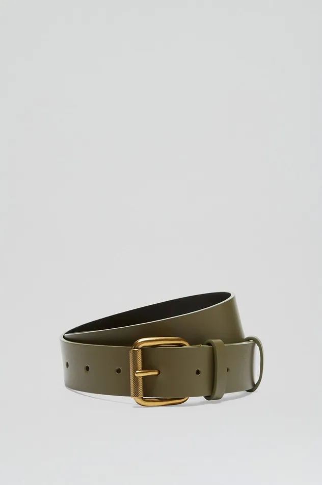 Leather Women ROLLER BUCKLE BELT 3 ARMY Scanlan Theodore