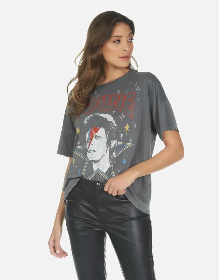 Liberty Bowie 1973 Tour Pigment Black Women039s Lauren Moshi Short Sleeve