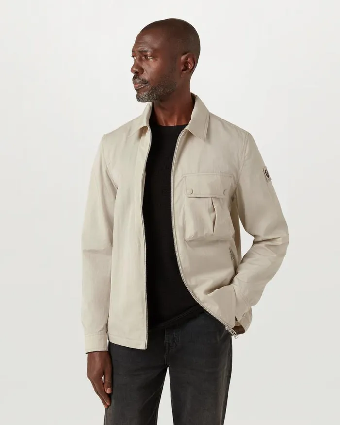 Lightweight Jackets Men Belstaff Drome Overshirt Stone Beige
