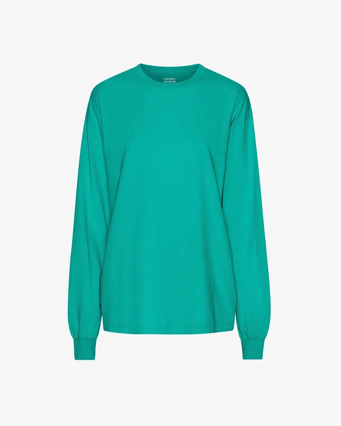 Long Sleeve Tops Oversized Organic LS TShirt 8211 Tropical Sea 8211 Colorfulstandard Women