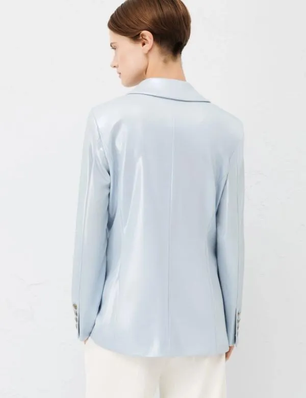 Marella Jackets Women Laminated Blazer Dust Blue