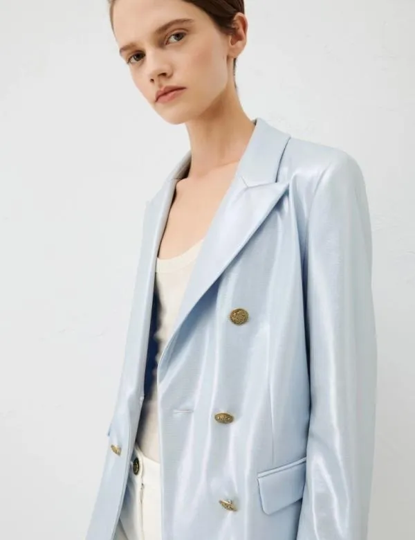 Marella Jackets Women Laminated Blazer Dust Blue