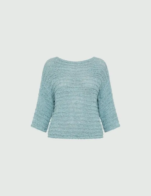 Marella Knitwear Women Cropped Sweater Skyblue