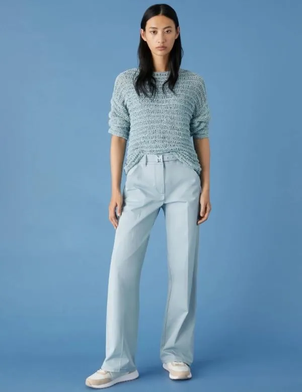 Marella Knitwear Women Cropped Sweater Skyblue