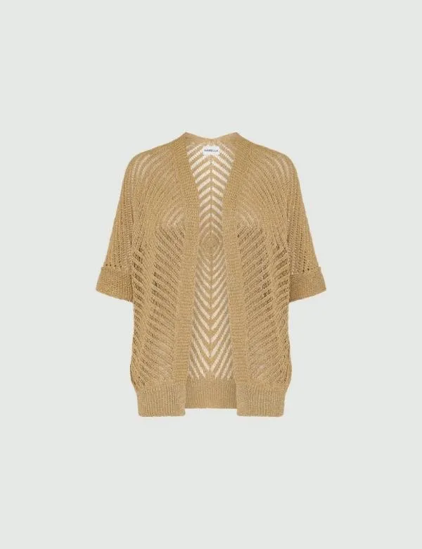 Marella Knitwear Women Lurex Cardigan Gold