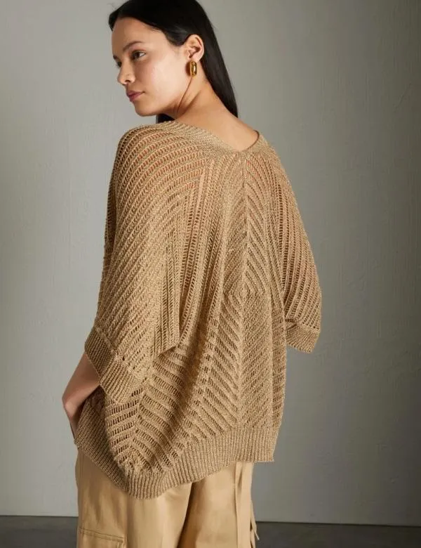 Marella Knitwear Women Lurex Cardigan Gold