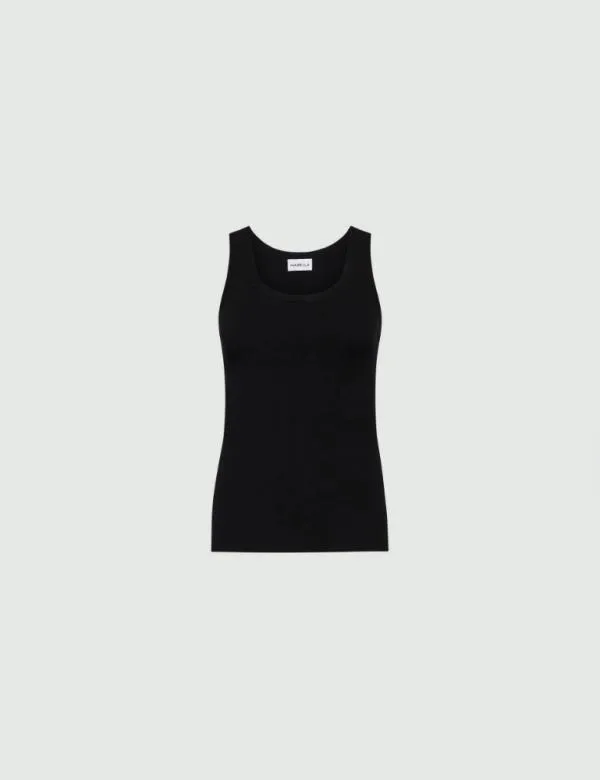 Marella Knitwear Women Slimfit Ribbed Top Black