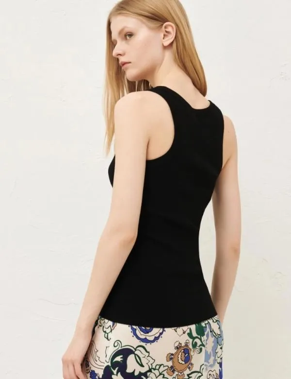 Marella Knitwear Women Slimfit Ribbed Top Black