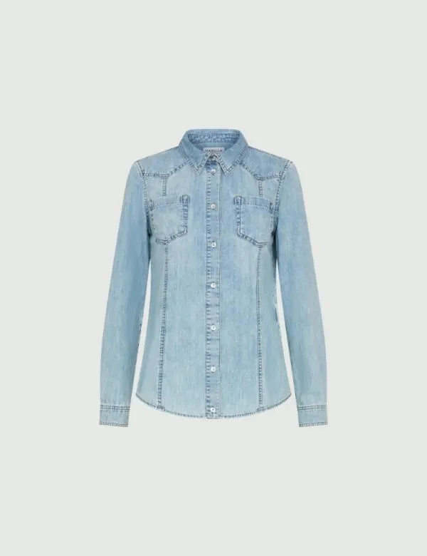 Marella Shirts Women Denim Shirt Blue Jeans