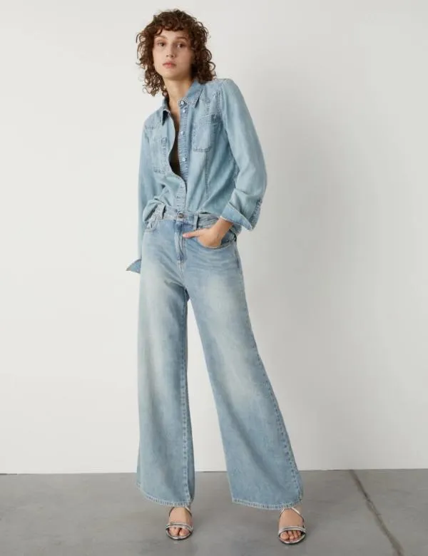 Marella Shirts Women Denim Shirt Blue Jeans
