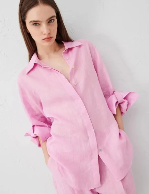 Marella Shirts Women Linen Shirt Pink