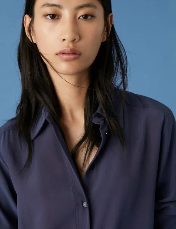 Marella Shirts Women Silk Shirt Midnightblue