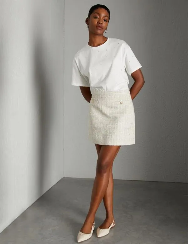 Marella Skirts Women Mini Skirt With Lurex Natural