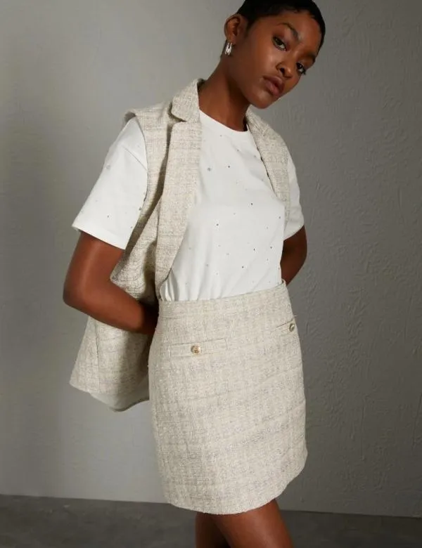 Marella Skirts Women Mini Skirt With Lurex Natural