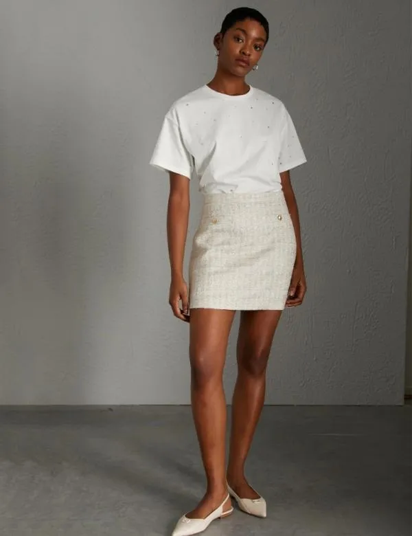 Marella Tops And TShirt Women Rhinestone Tshirt Optical White
