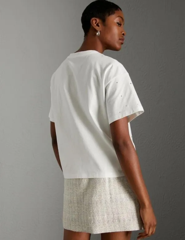 Marella Tops And TShirt Women Rhinestone Tshirt Optical White