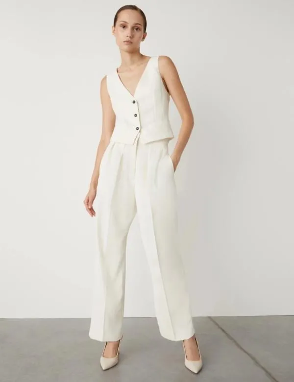 Marella Trousers Women Darted Trousers Wool White