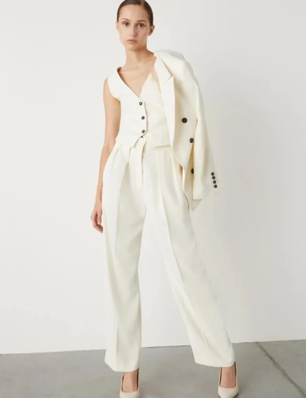 Marella Trousers Women Darted Trousers Wool White
