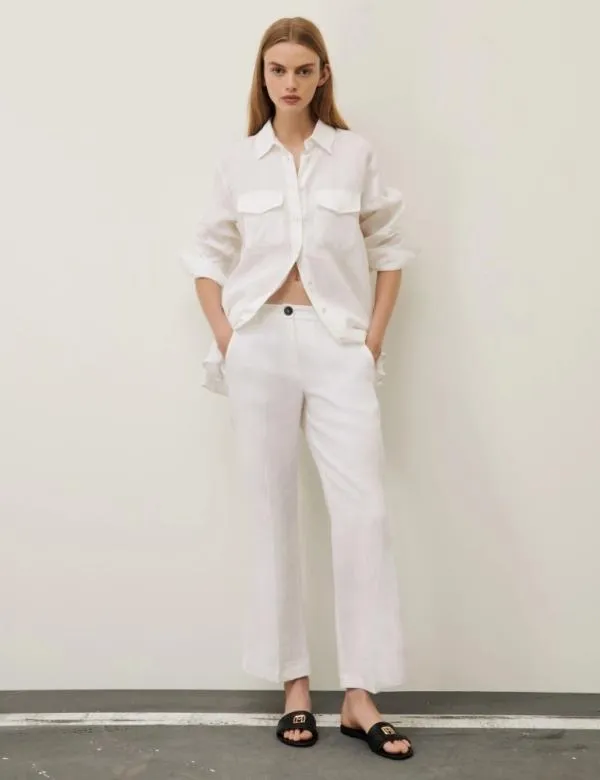 Marella Trousers Women Flared Trousers White