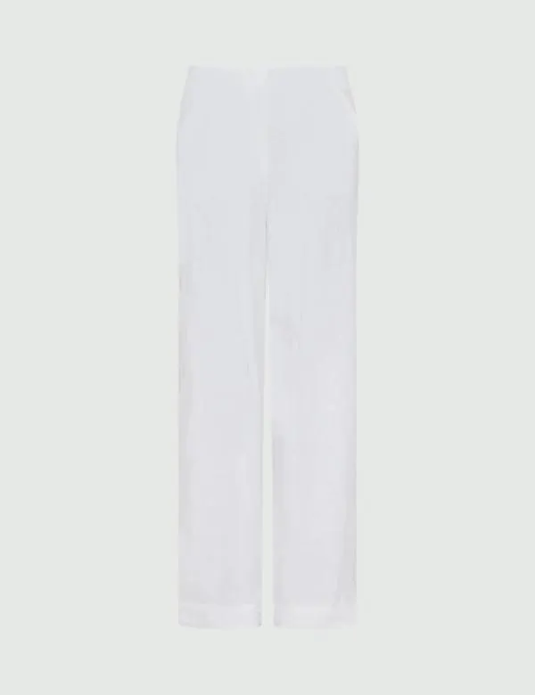 Marella Trousers Women Linen Trousers White