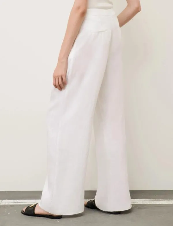 Marella Trousers Women Linen Trousers White