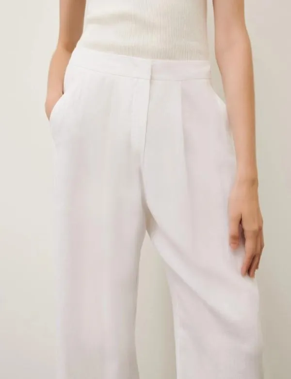 Marella Trousers Women Linen Trousers White