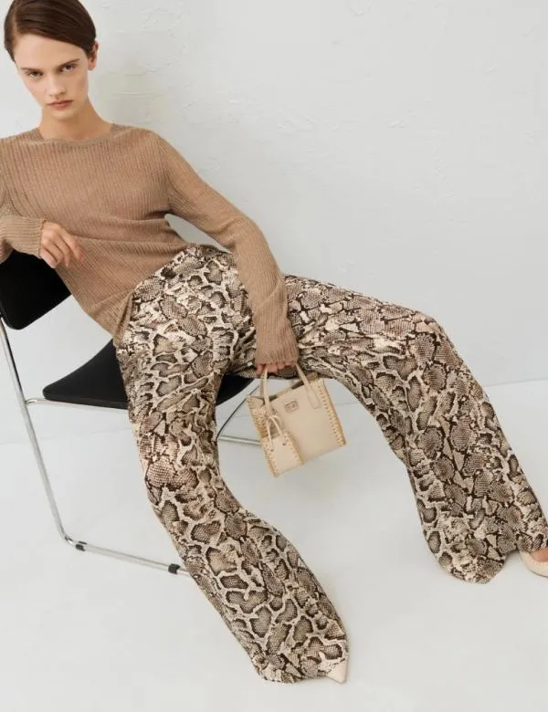 Marella Trousers Women Patterned Trousers Natural