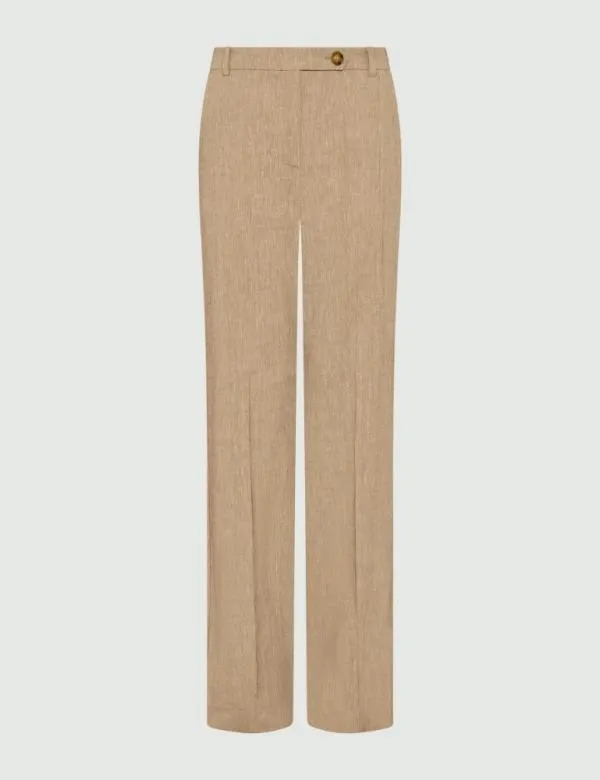 Marella Trousers Women Wideleg Linenblend Trousers Colonial