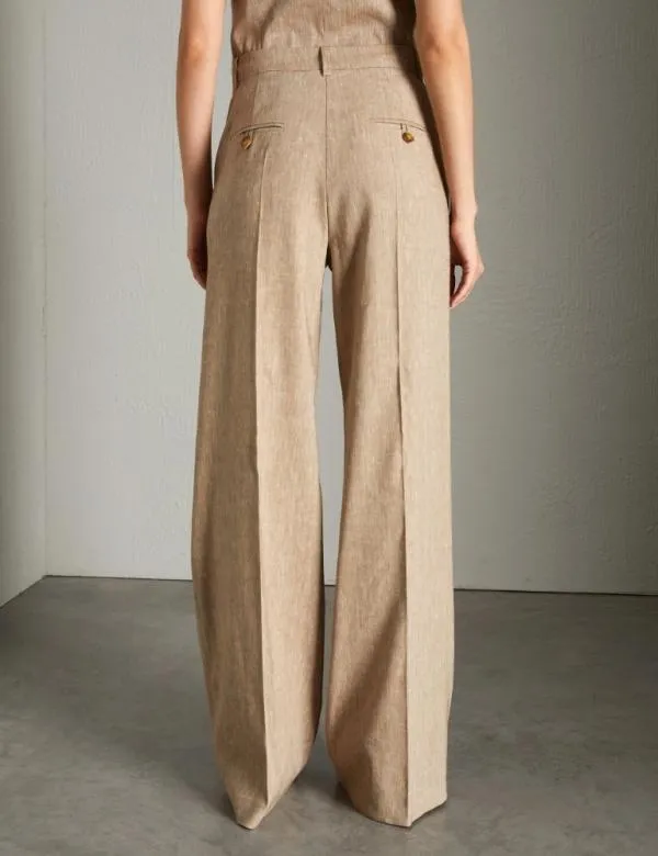Marella Trousers Women Wideleg Linenblend Trousers Colonial