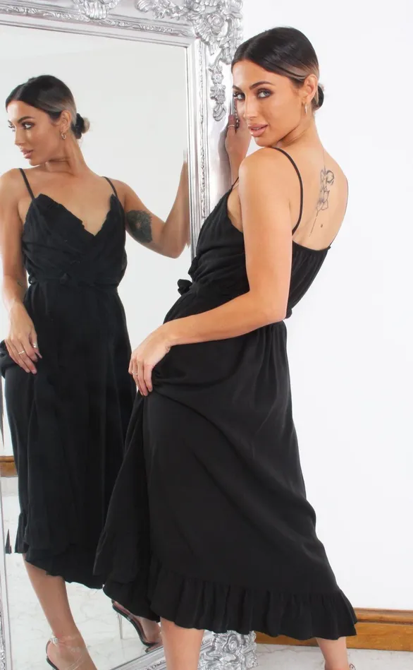 Maricio Black Wrap Ruffle Strappy Maxi Dess Women Missfiga Wrap Dresses Maricio Black Wrap Ruffle Strappy Maxi Dess Women Missfiga Wrap Dresses