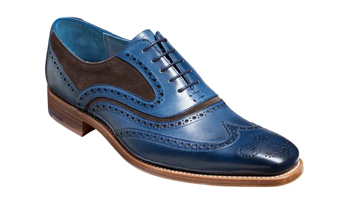 McClean 8211 Navy Hand Painted Choc Suede Men Barker Shoes Mens Brogues