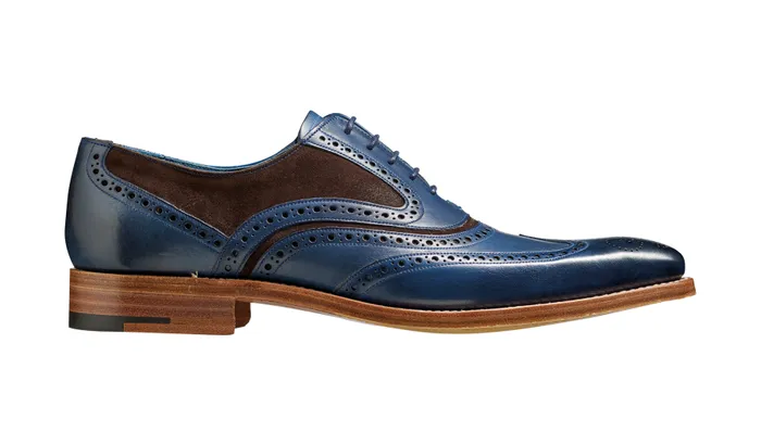 McClean 8211 Navy Hand Painted Choc Suede Men Barker Shoes Mens Brogues