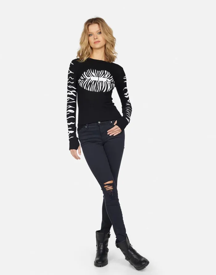 McKinley Zebra Lip Black Women039s Lauren Moshi Long Sleeve