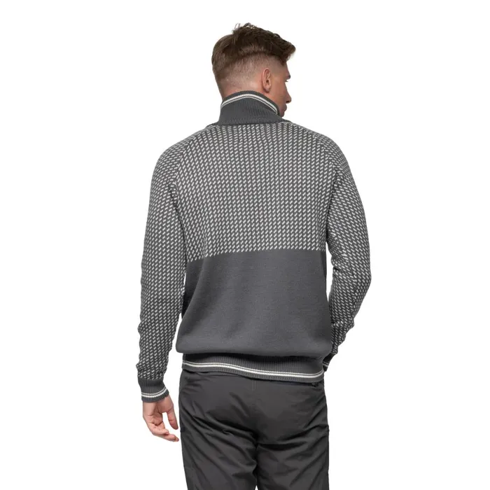Men Bergans Of Norway Jumpers And Long Sleeves Alvdal Wool Half Zip Solid Dark Grey Vanilla White
