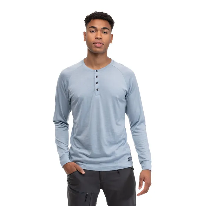 Men Bergans Of Norway Jumpers And Long Sleeves Lysebu Wool Henley Husky Blue