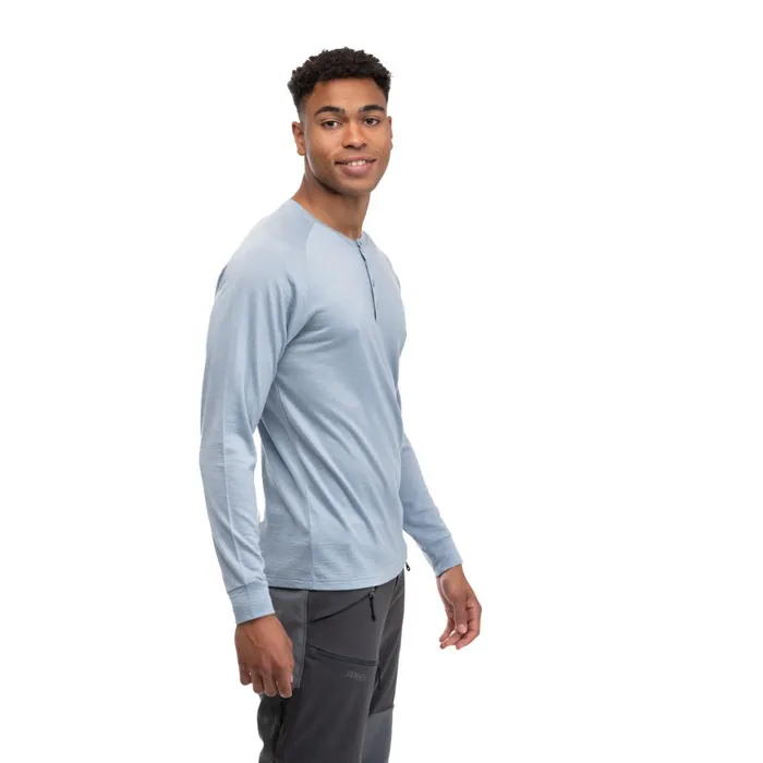 Men Bergans Of Norway Jumpers And Long Sleeves Lysebu Wool Henley Husky Blue