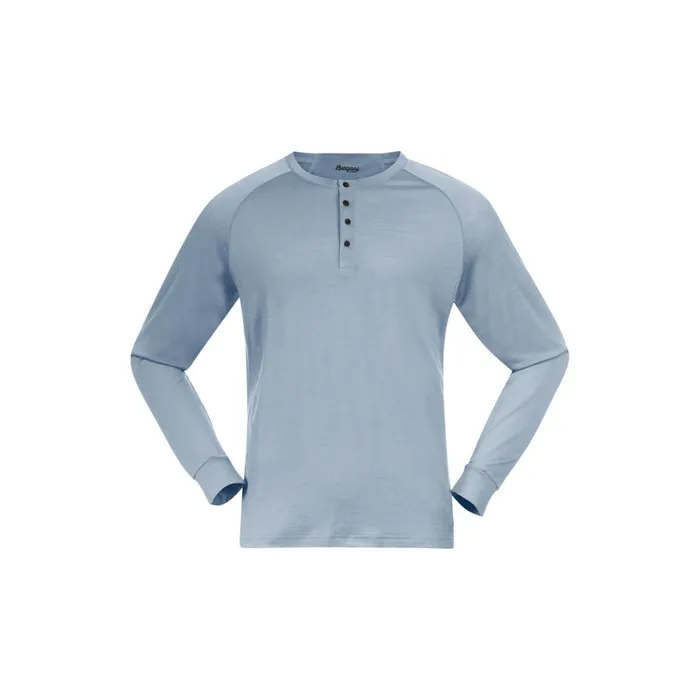 Men Bergans Of Norway Jumpers And Long Sleeves Lysebu Wool Henley Husky Blue