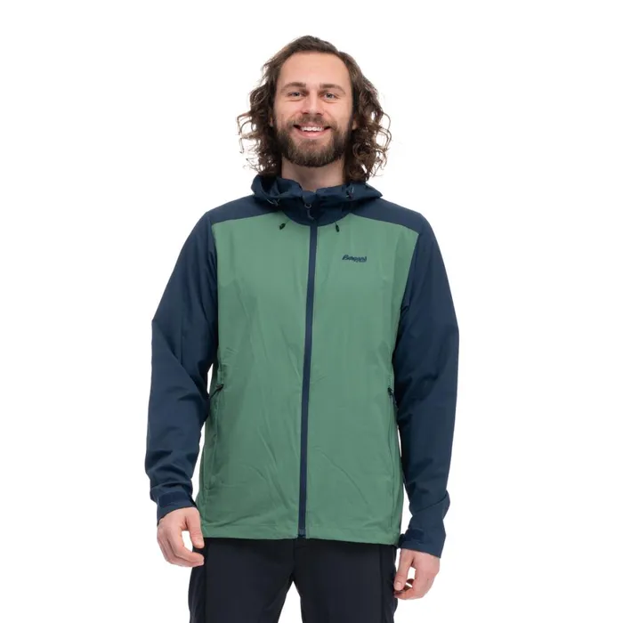 Men Bergans Of Norway Softshell Jackets Skar Light Windbreaker Jacket Dark Jade Green Navy Blue