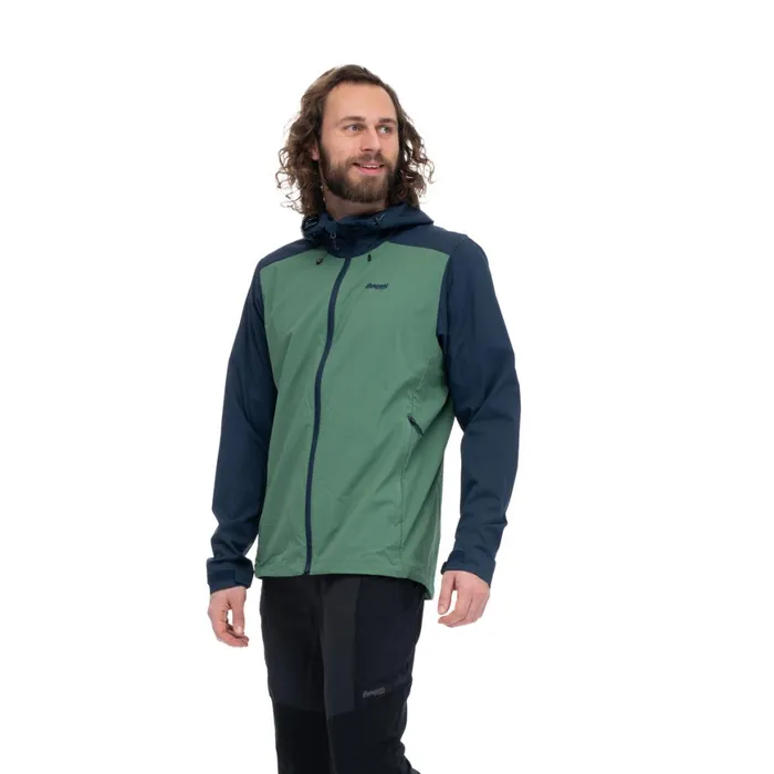 Men Bergans Of Norway Softshell Jackets Skar Light Windbreaker Jacket Dark Jade Green Navy Blue