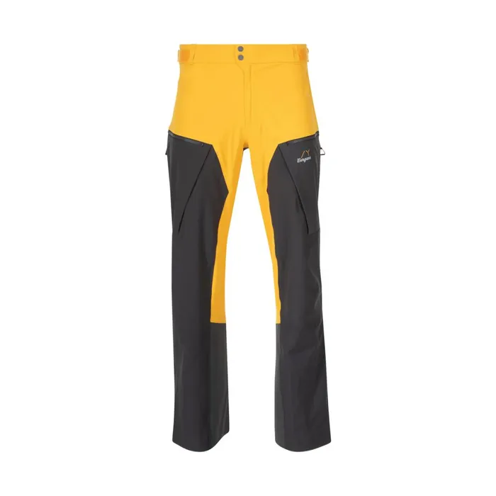 Men Bergans Of Norway Softshell Pants Y Mountainline Hybrid Softshell Pants Mango Yellow Dark Shadow Grey