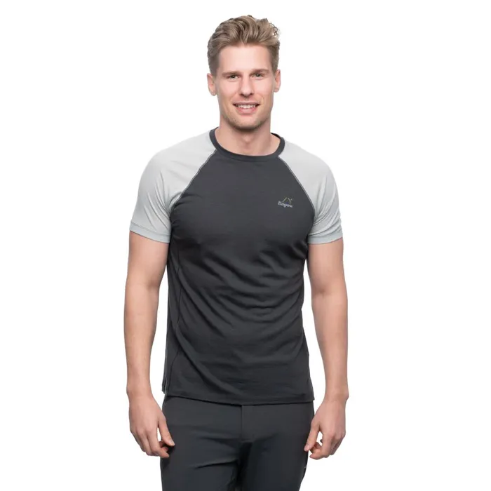 Men Bergans Of Norway TShirts Y Lightline Merino Tee Dark Shadow Grey Pearl Grey