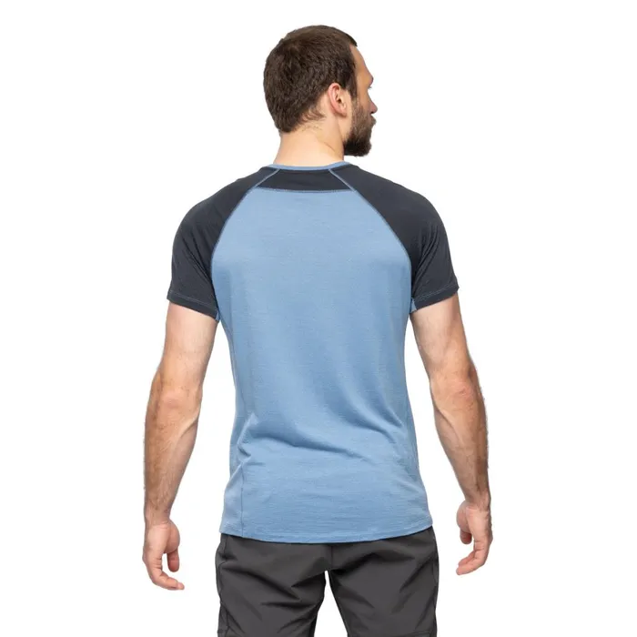 Men Bergans Of Norway TShirts Y Lightline Merino Tee Elemental Blue Dark Shadow Grey